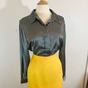 Vintage Houndstooth Silky Button Down